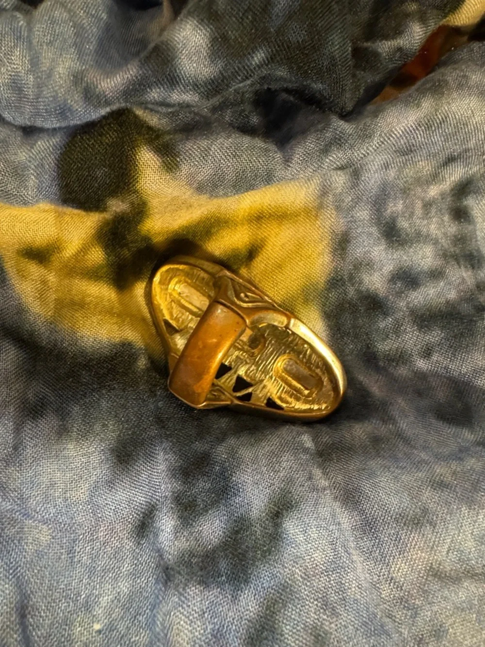 Gold-tone Triple Stone Cocktail Ring with Amber and Clear Stones - Picture 2 of 3